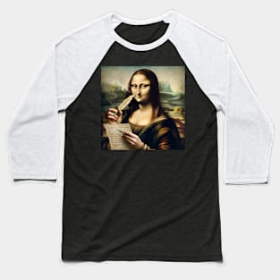 Mona Lisa Inspired Tee - Celebrate National Handwriting Day Baseball T-Shirt